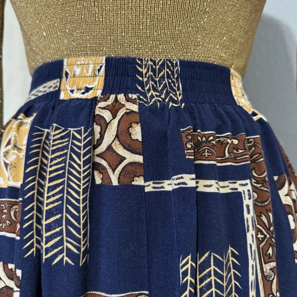 Sag Harbor 1/2 Elastic Waist Boho Midi Skirt Geometric Print Peasant Indie Large